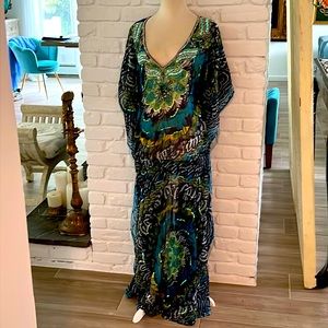 MAXI KATAN CHIFFON SEQUIN BEADING TRIM COLOURFUL